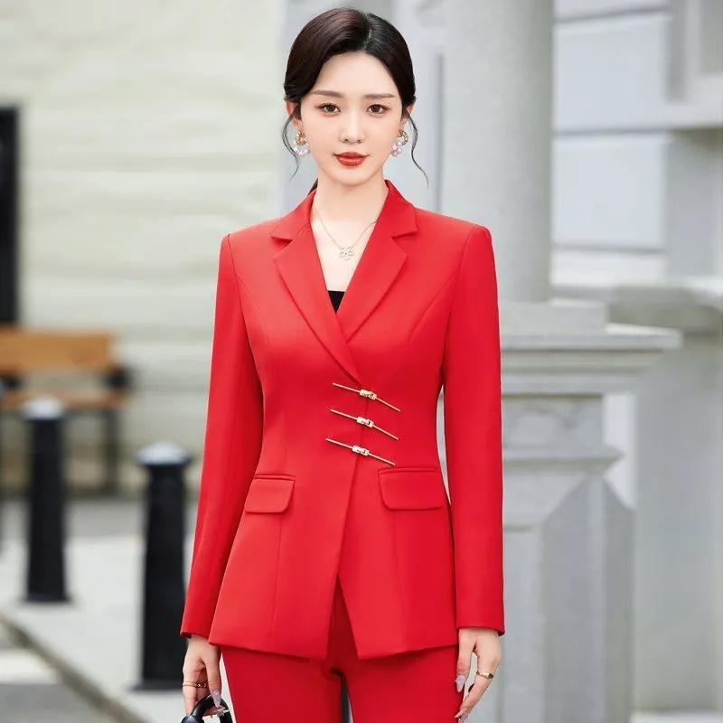 Women Formal Wear With Blazer - 2025 Moda Bianco Rosso Nero Giacca