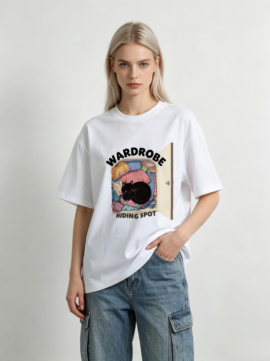 Women Formal Wear Korean - T-Shirt Donna in Cotone Oversize Stile