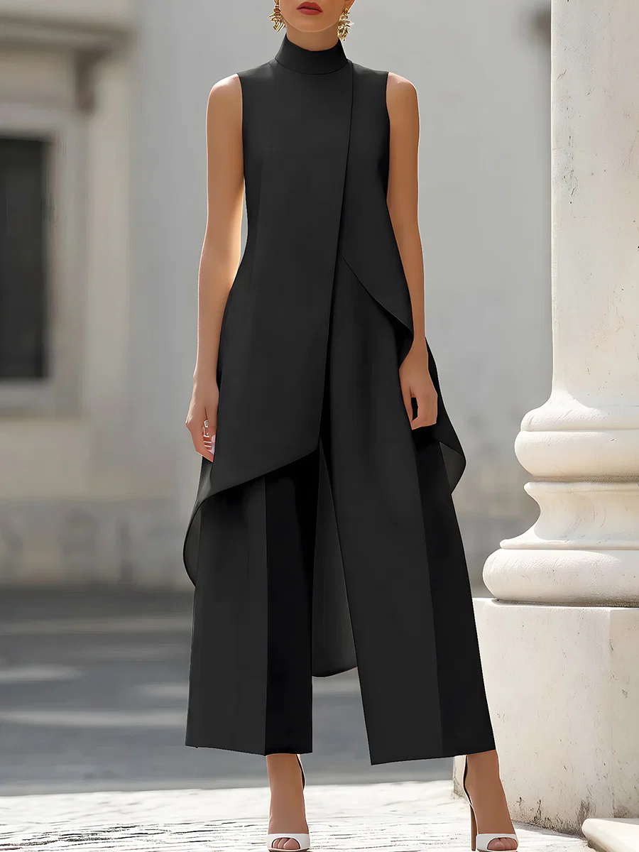 Women'S Elegant Formal Wear - Tuta Elegante Senza Maniche con Collo