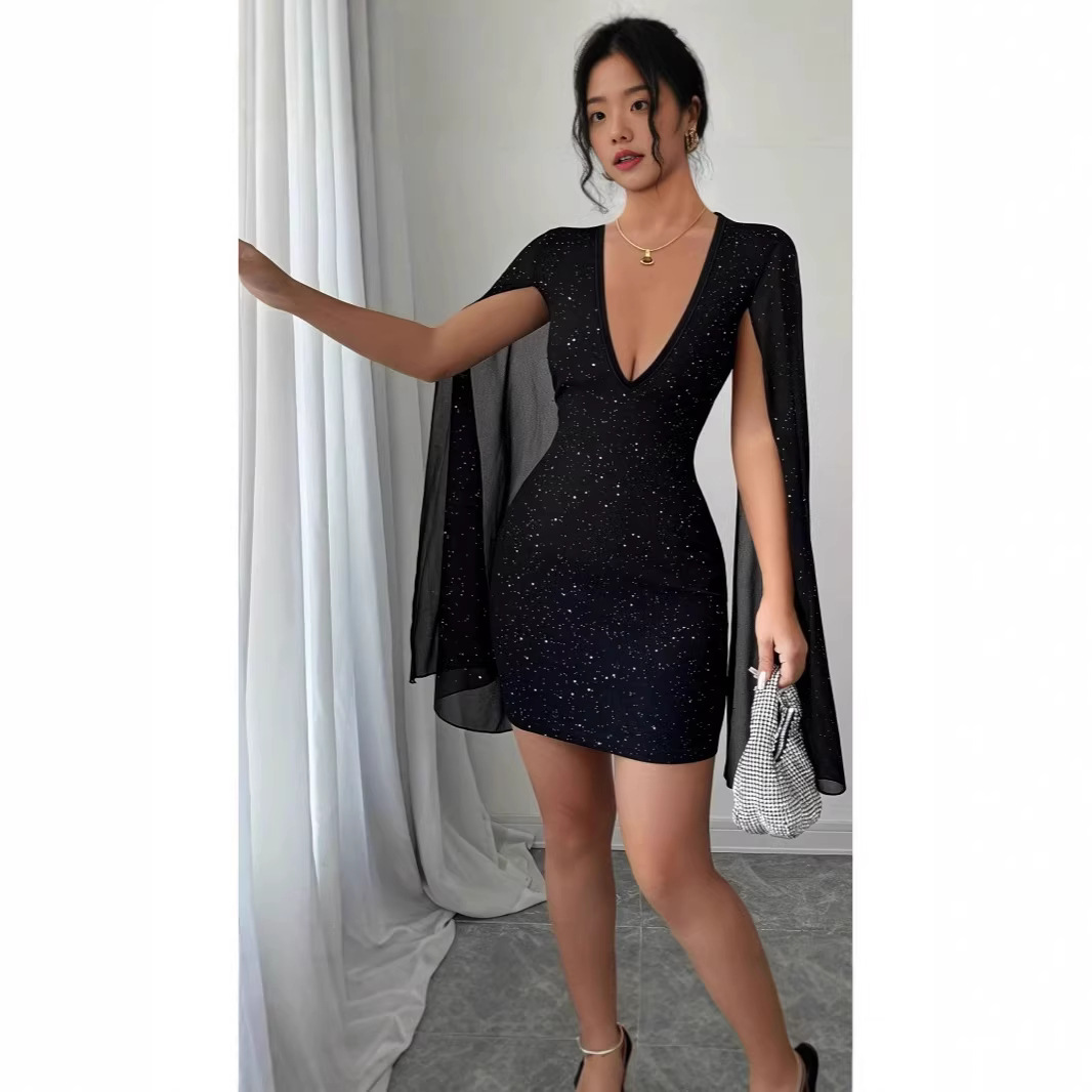 Women'S Elegant Formal Wear - Abito Midi Aderente con Scollo a
