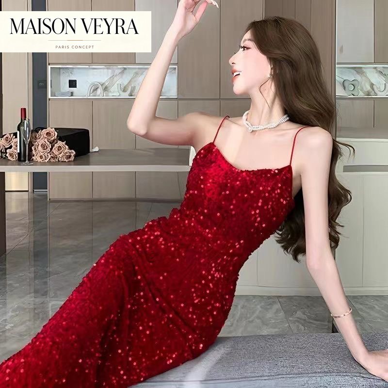Women Formal Wear Korean - Abiti Rossi Sexy per Feste di