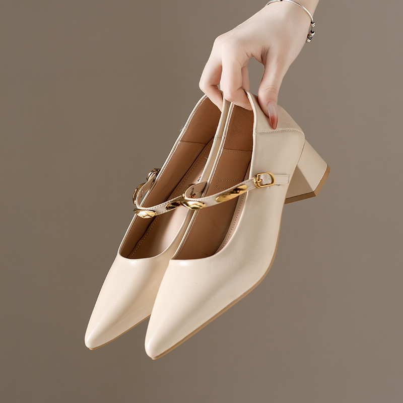 Pump Heel Block - Nuovo stile moda donna punta a