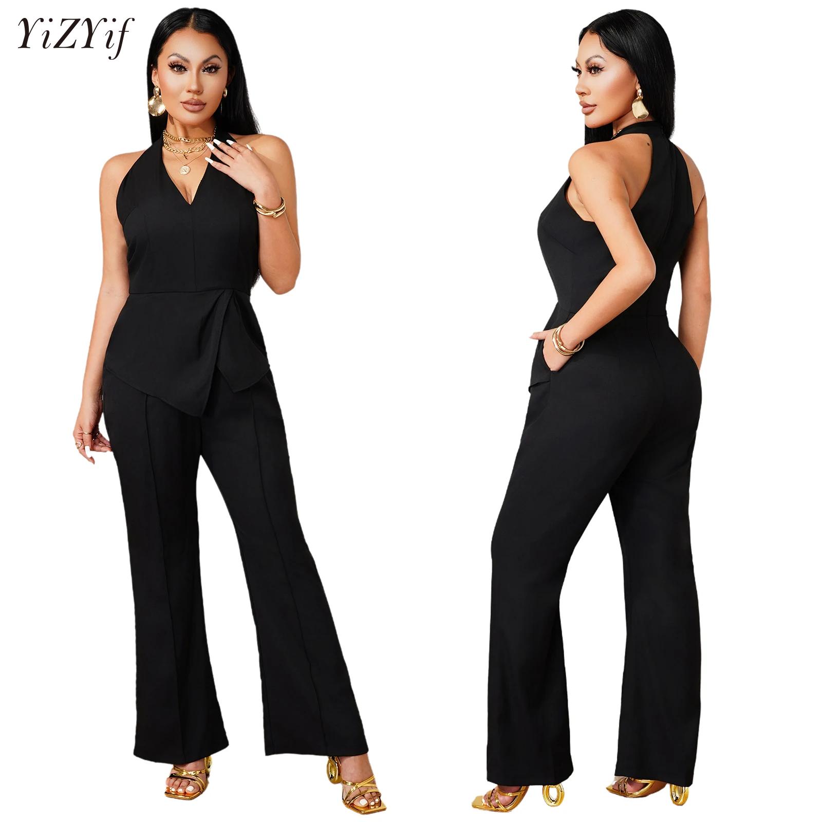 Women'S Elegant Formal Wear - Tuta Senza Maniche con Scollo a