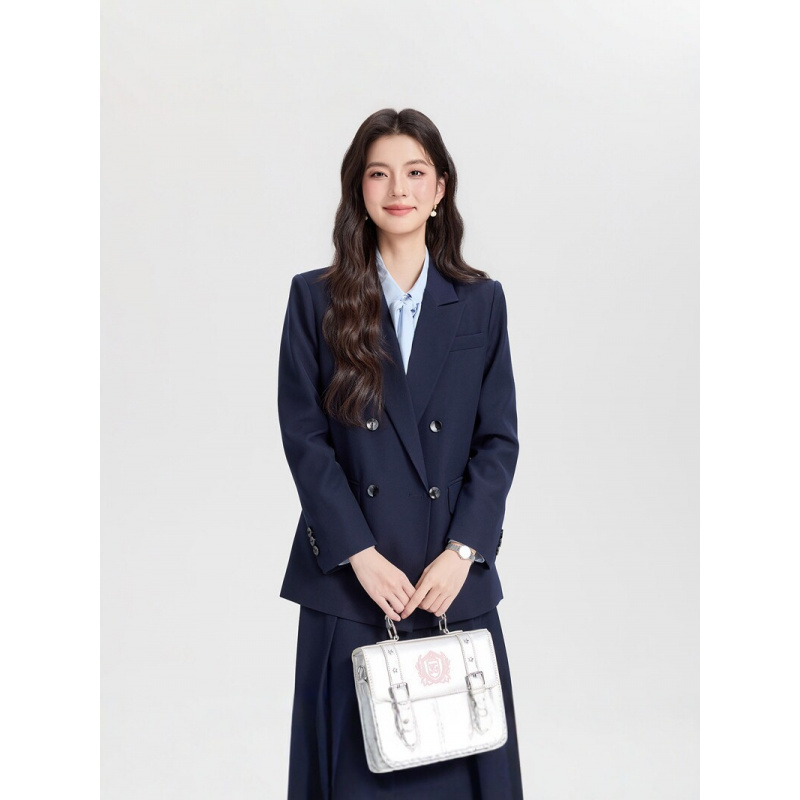 Women Formal Wear Korean - Completo da donna blu navy doppiopetto,