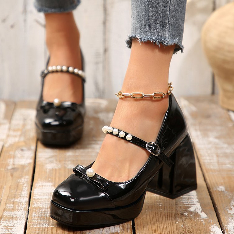 Pump Heel Block - Marchio di lusso tacco largo Mary