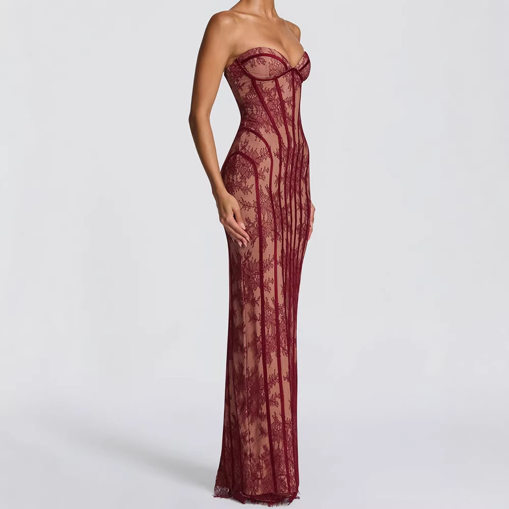 Women'S Elegant Formal Wear - Abito lungo aderente senza spalline da