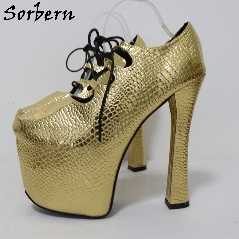 Sorbern Gold Crocodile 20Cm Po - Pump Heel Block recensione e prezzo