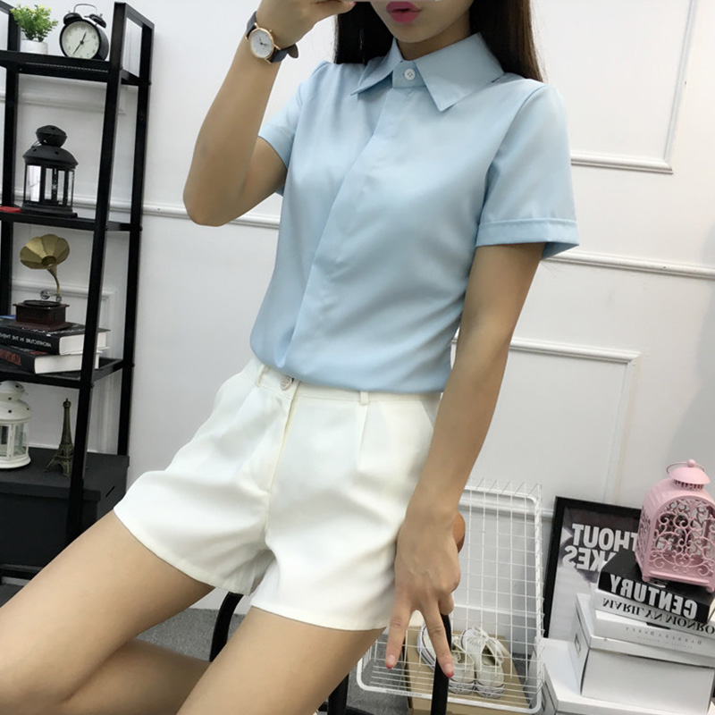 Camicia Bianca a Maniche Corte - Women Formal Wear Korean recensione e prezzo