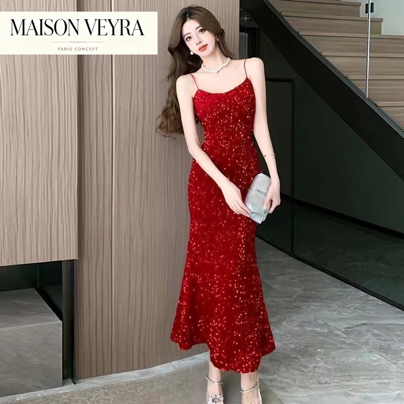 Abiti Rossi Sexy per Feste di  - Women Formal Wear Korean recensione e prezzo