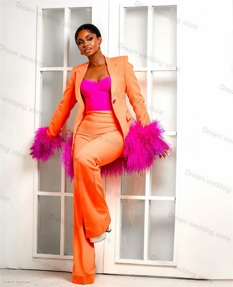 Piume di struzzo arancione abi - Women Formal Wear Tailor recensione e prezzo