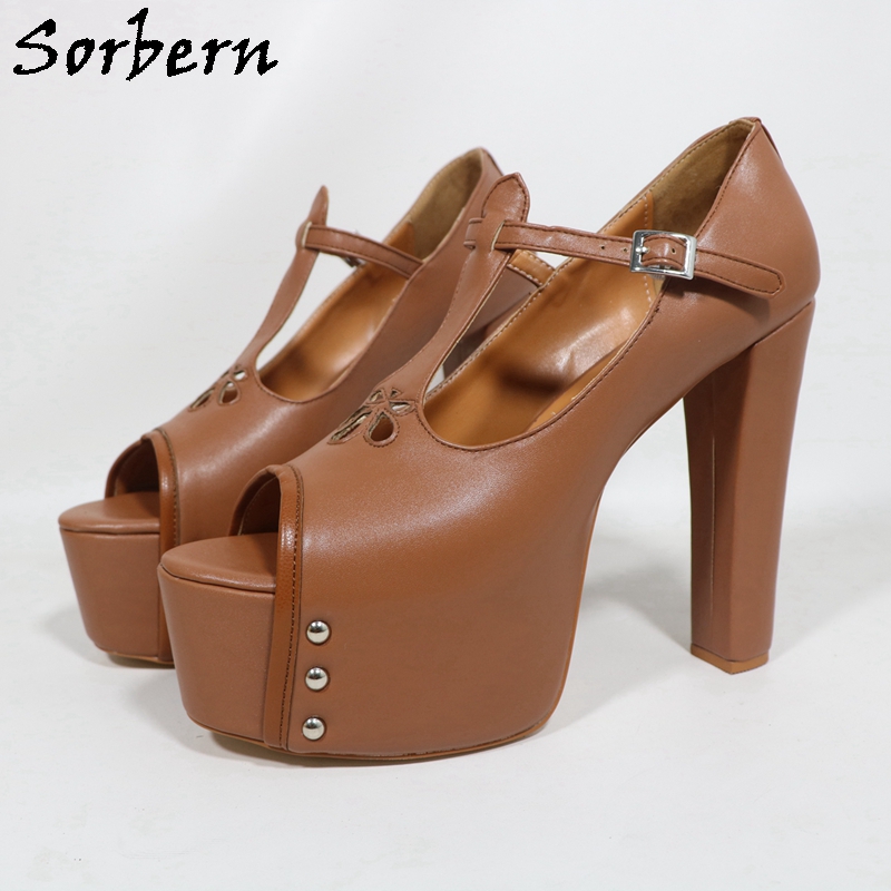 Sorbern Marrone Opaco Scarpe d - Pump Heel Block recensione e prezzo